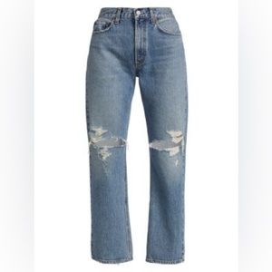 AGOLDE Mia Mid-Rise Distressed Straight Leg Women’s Jeans